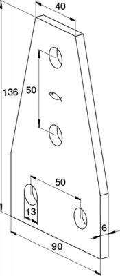 Уголок соединительный левый FUF 180°L (L 40.5x41 мм), оцинкованная сталь